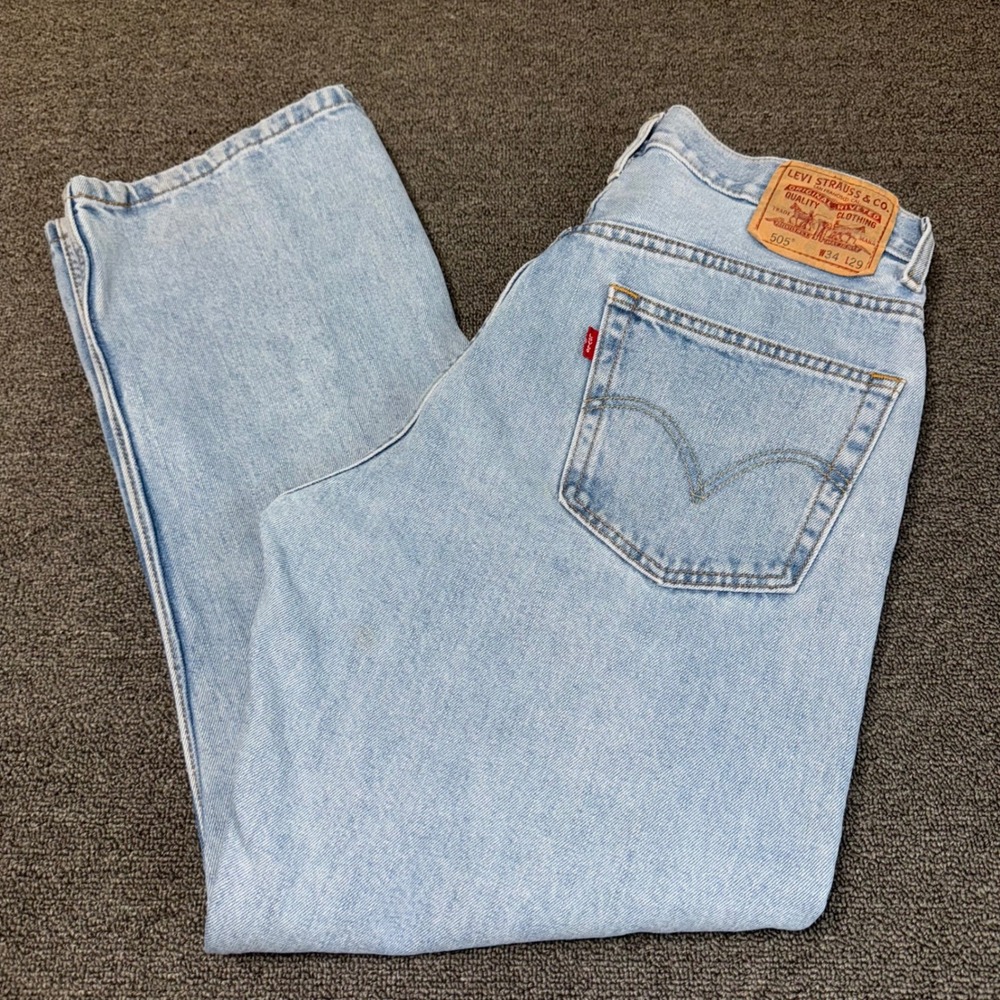 VTG Y2K '06 Levis 505 Regular Fit Jeans Mens 34x29 Light Wash Denim Straight Leg